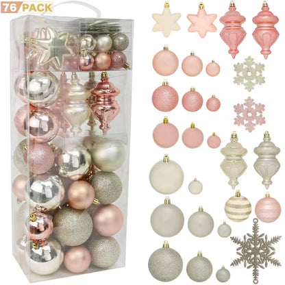 RN'D Christmas Snowflake Ball Ornaments - Christmas Hanging Snowflake and Ball Ornament Assortment Set with Hooks