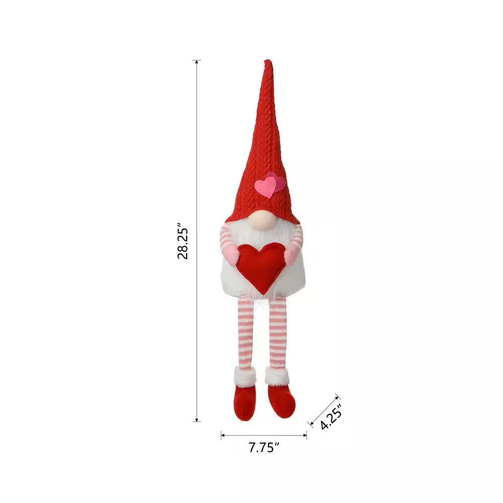 28.25 In. H Fabric Valentine'S Gnome Shelf Sitter with Dangling Legs