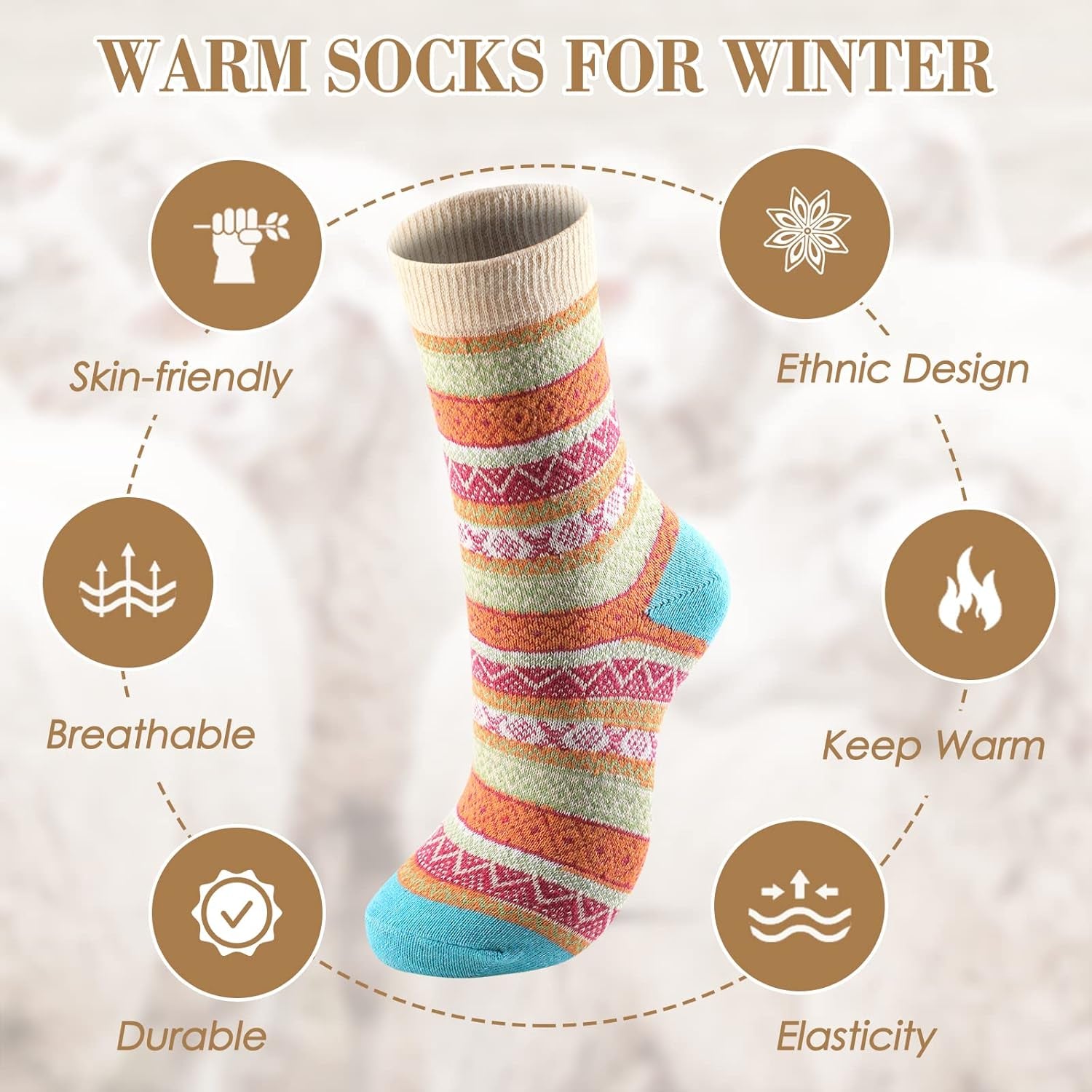 Wool Socks - Wool Socks for Women, Womens Wool Socks, Warm Socks for Women Men, Thick Winter Socks Cozy Socks