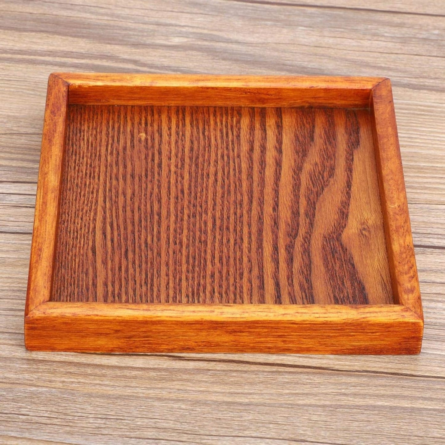 Wooden Serving Tray, Wood Tray Cheese Plates Fruit Platters for Tea Coffee Food Items and Hold Kitchen Ware(16.5 X 16.5 X 2 Cm / 6.49 X 6.49 X 0.78 Inch)