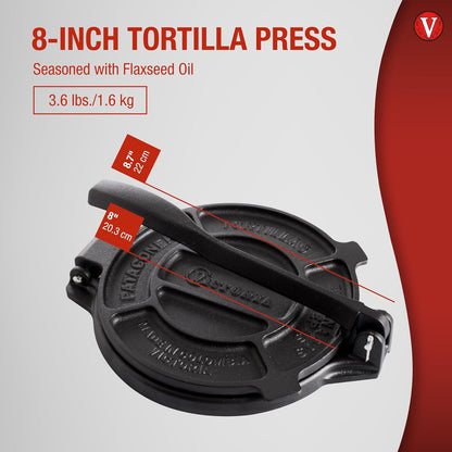 Cast Iron Tortilla Press, Tortilla and Roti Maker, Made in Colombia, 8 Inches