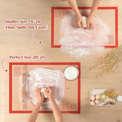 Non-Slip Pastry Mat Extra Large with Measurements 28''By 20'' for Silicone Baking/ Counter Mat, Dough Rolling Mat,Oven Liner,Fondant/Pie Crust Mat by  Red