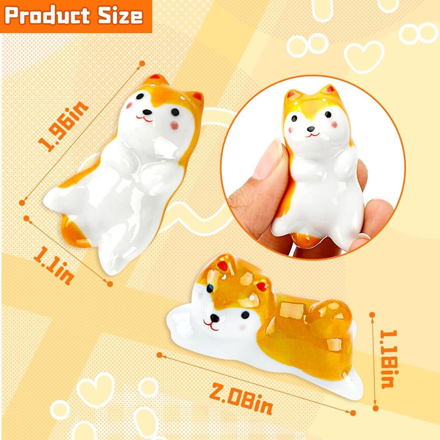 5 Pack Shiba Dog Chopsticks Holder Set Cute Chopsticks Rest Japanese Style Porcelain Spoon Rest Ceramic Chopsticks for Dinner Fork Knife Tableware, Decoration Home Kitchen Gift