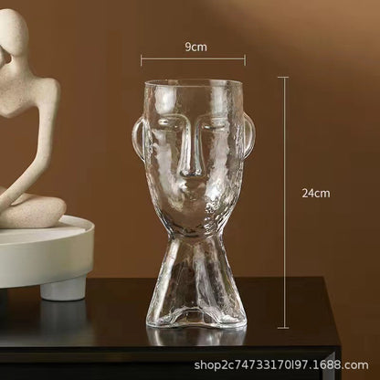 Simple and light luxury face glass vase hydroponic water culture flowers green plants dried flowers living room home creative home decorations