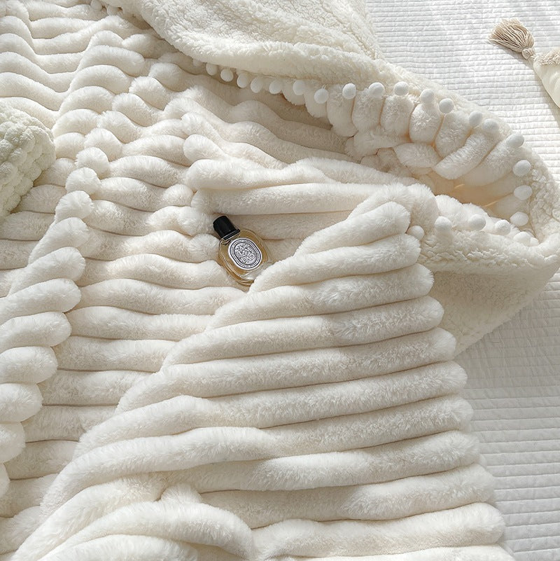 Light Luxury Rabbit Plush Blanket High-end Fragrance Rex Rabbit Plush Throw Blanket Four Seasons Air Conditioning Blanket Simple Blanket Faux Fur