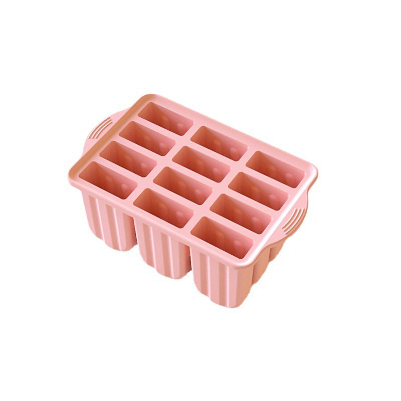 Amazon 12-pack ice cream mold 12 compartments silicone popsicle ice cream mold with lid Silicone Popsicl