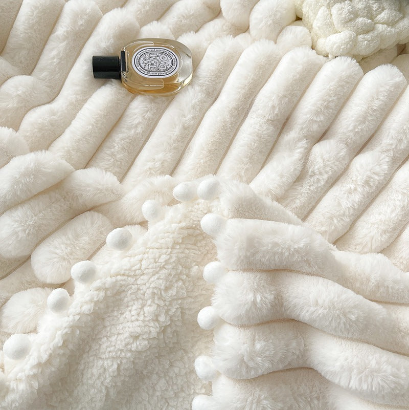 Light Luxury Rabbit Plush Blanket High-end Fragrance Rex Rabbit Plush Throw Blanket Four Seasons Air Conditioning Blanket Simple Blanket Faux Fur