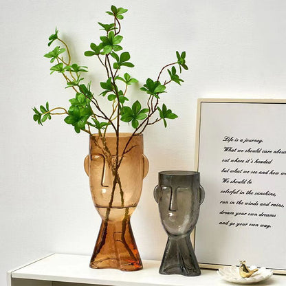 Simple and light luxury face glass vase hydroponic water culture flowers green plants dried flowers living room home creative home decorations