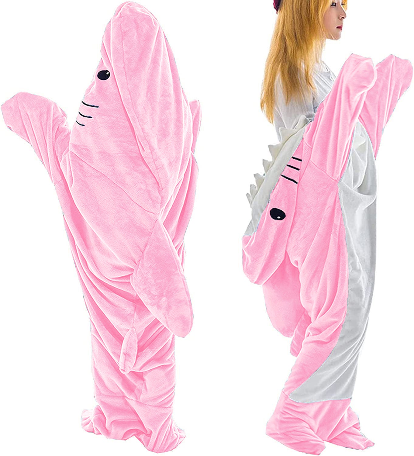 New Pajamas Shark One Piece Adult Super Soft Soft Flannel Hoodie Sleeping Bag Wearable Loose