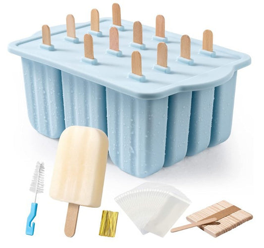 Amazon 12-pack ice cream mold 12 compartments silicone popsicle ice cream mold with lid Silicone Popsicl