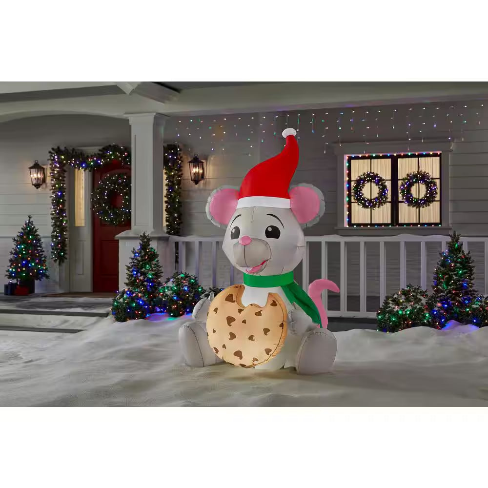 6.5 Ft. Animated LED Mouse Eating Cookie Christmas Airblown® Inflatable