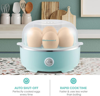 EGC115M Easy Egg Cooker Electric 7-Egg Capacity, Soft, Medium, Hard-Boiled Egg Cooker with Auto Shut-Off, Measuring Cup Included, BPA Free, Retro Mint