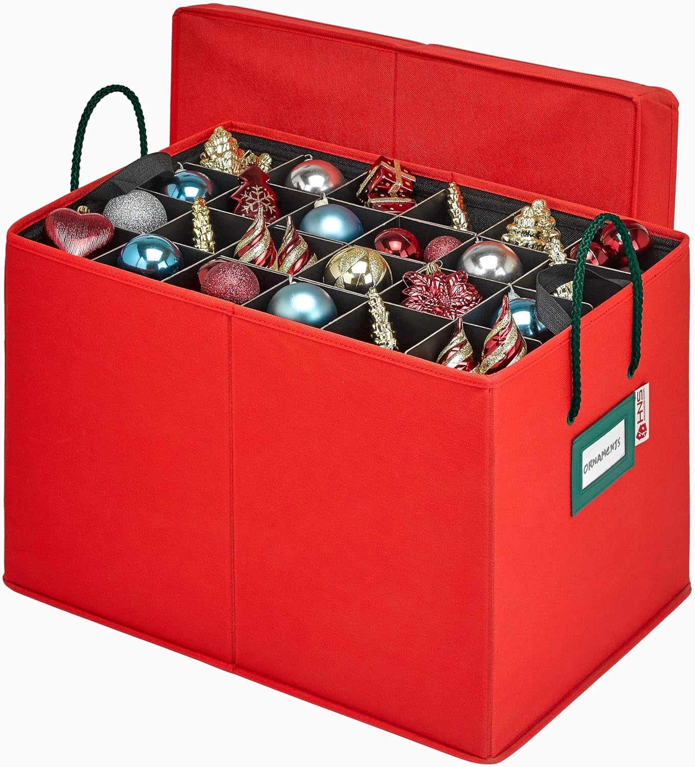 Christmas Ornament Storage Container Box with Dividers – Convenient Durable 4 Individual Removable Trays Fits up to 96-3” Ornaments.