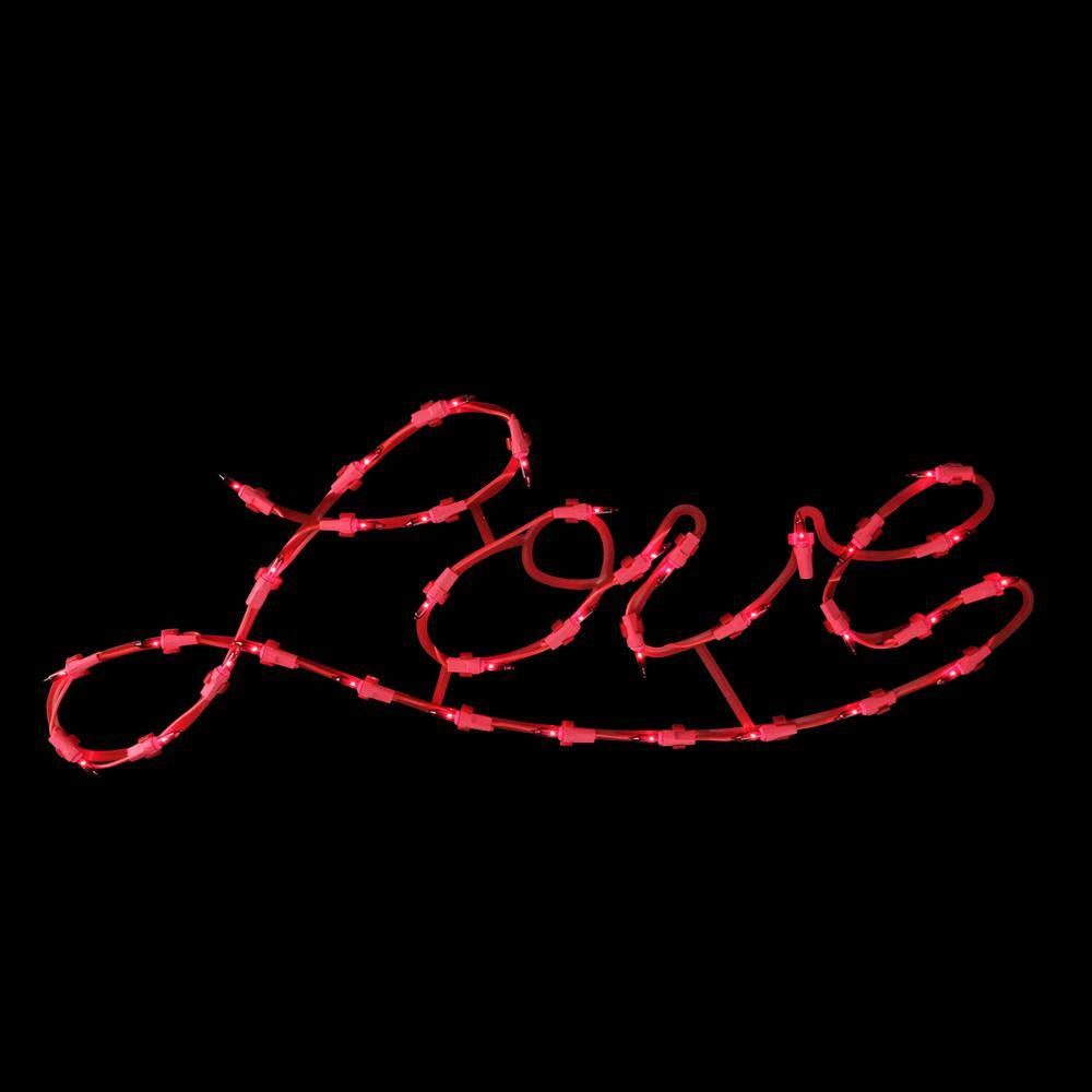 17 In. 35-Light Red Incandescent Lighted Love Script Valentine'S Day Window Silhouette