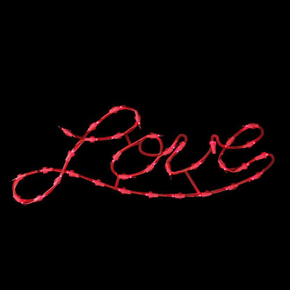 17 In. 35-Light Red Incandescent Lighted Love Script Valentine'S Day Window Silhouette