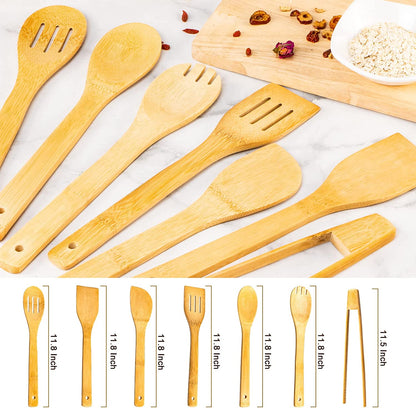 Wooden Spoons for Cooking 7-Piece, Kitchen Nonstick Bamboo Cooking Utensils Set, Durable and Healthy Bamboo Wooden Spatula Spoon for Cooking,