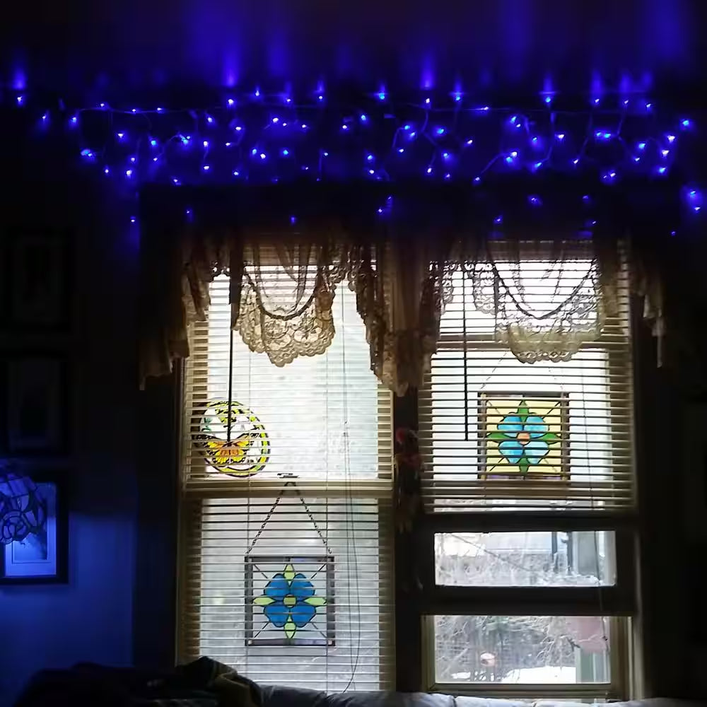 6.75 Ft. 100-Light Blue LED Wide Angle Icicle Lights