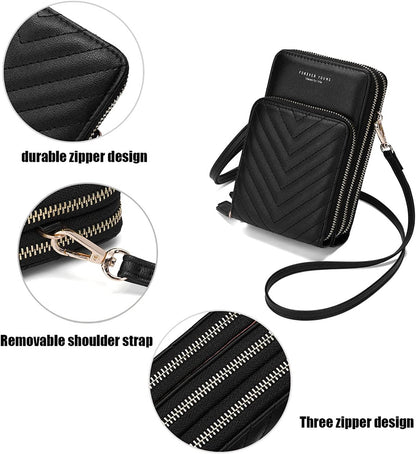 Small Crossbody Cell Phone Bag for Women, Mini over Shoulder Handbag Purse with Credit Card Slots