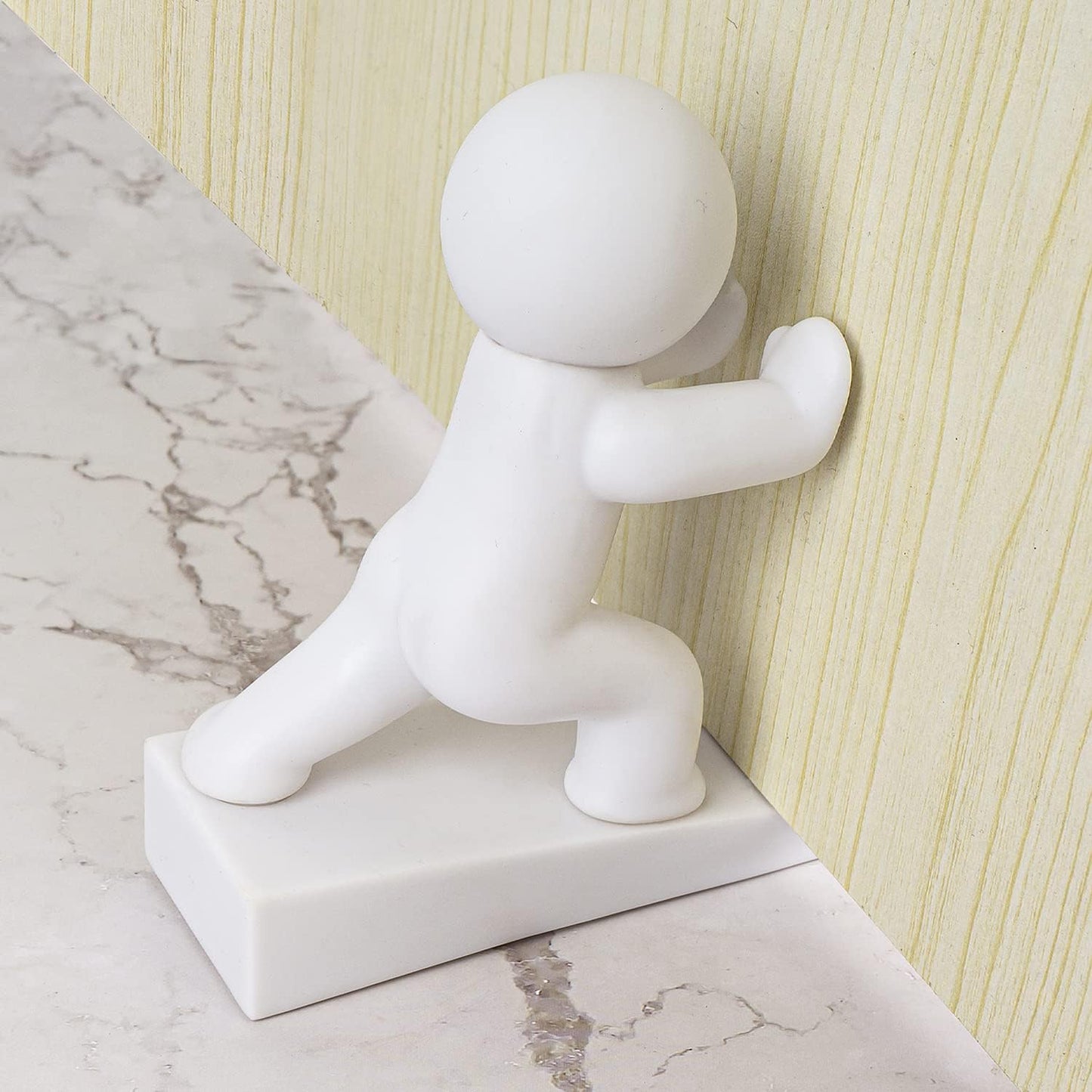 Cute Door Stopper, Decorative Door Stop, Protects Your Floors, White 1 Pack (Patented)