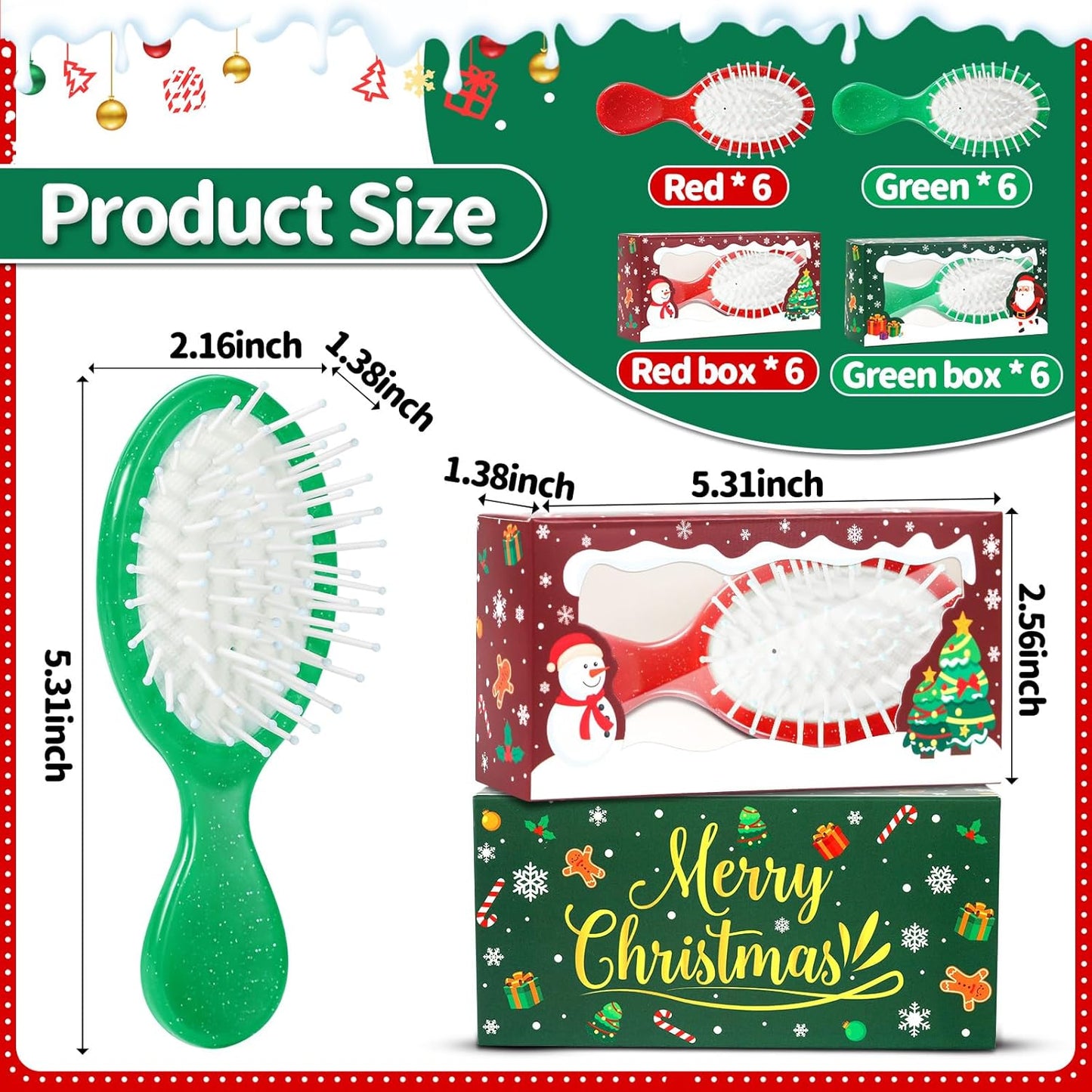 12 Set Hair Brush for Christmas Gifts - Mini Travel Hairbrush for Dry Wet Hair Detangle Hair Brush for Girls Boys Women Men Operation Christmas Child Bulk Items Stocking Stuffers Gift