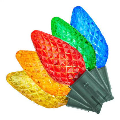 100 Count Multi-Colored Faceted Steady Lit C9 LED Lights