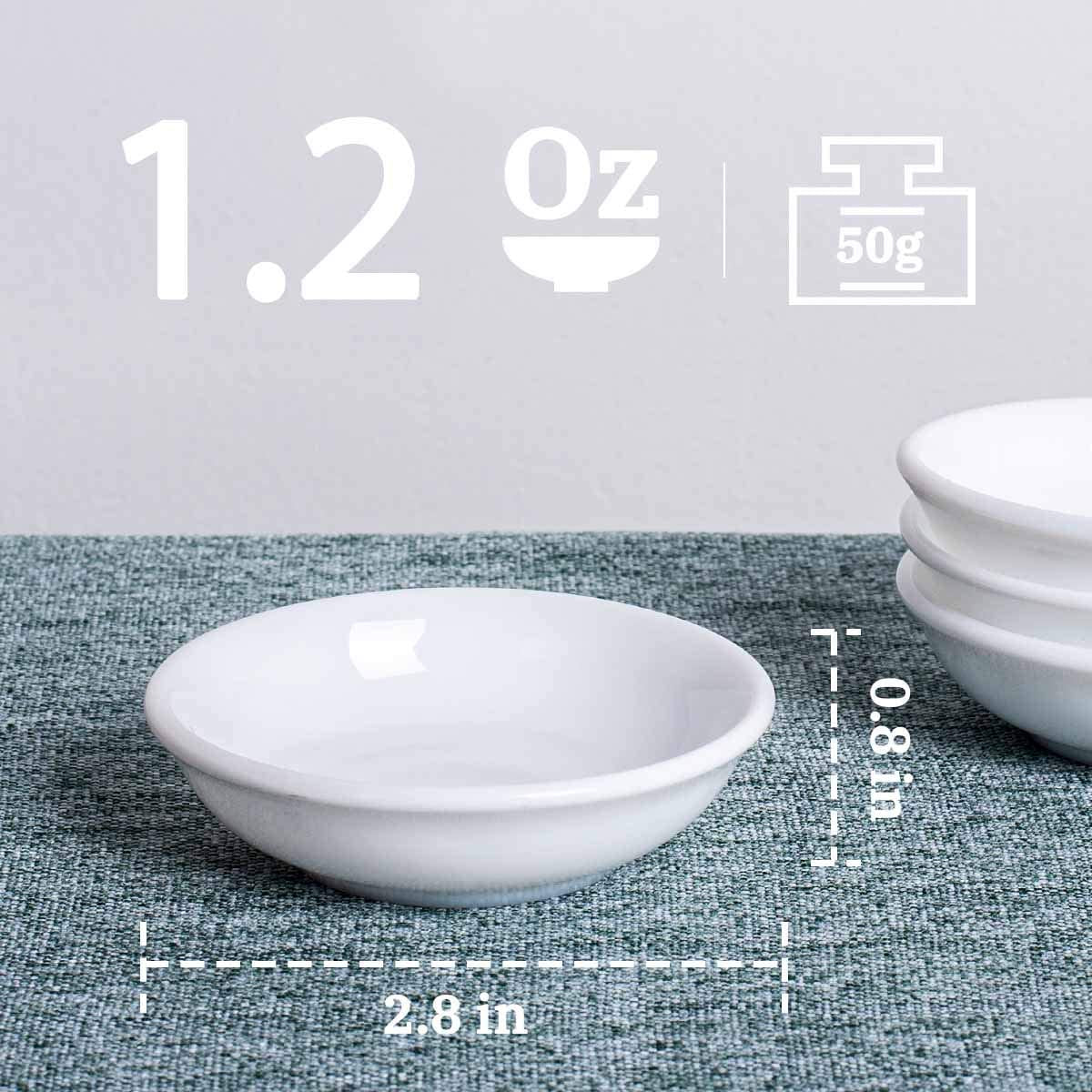 Dipping Bowls Sets of 12 1.2 Oz Porcelain Dip Soy Sauce Dishes & Bowl Small Cups for Sushi Tomato Sauce, Soy, BBQ -Chip and Dip Serving Bowl Set,White