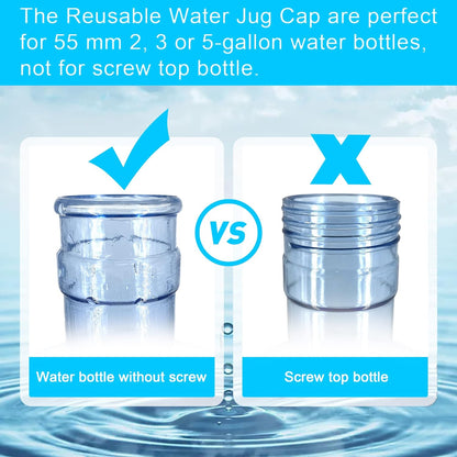 Water Jug Caps 5 Gallon Reusable Silicone - Strong Sealing No Spill Top Lid Cover 55Mm Bottles for Outdoor & Kitchen - Pack by 4