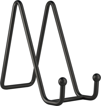 Set of 2 Black Iron 6-Inch Plate Stands for Display - Versatile Metal Holders for Plates, Pictures, Books, and Artistic Works