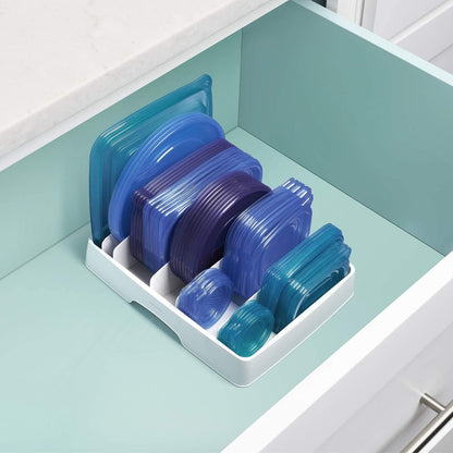 Storalid Adjustable Food Container Lid Organizer for Kitchen Cabinet Storage, Large