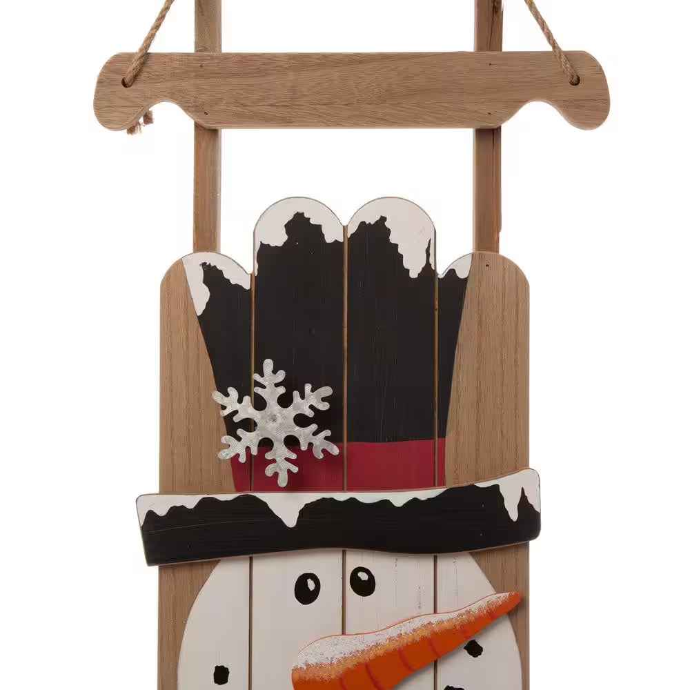 42 In. H Wooden Christmas Snowman Porch Sign