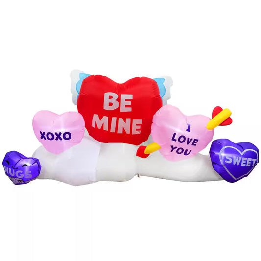 6 Ft. Long Multi-Colored Nylon Indoor Outdoor Hearts Patch Valentine Inflatable with Built-In LED Lights Lawn Decoration