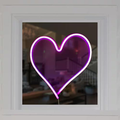 13.5 In. Neon Style LED Lighted Valentine'S Day Heart Window Silhouette Sign