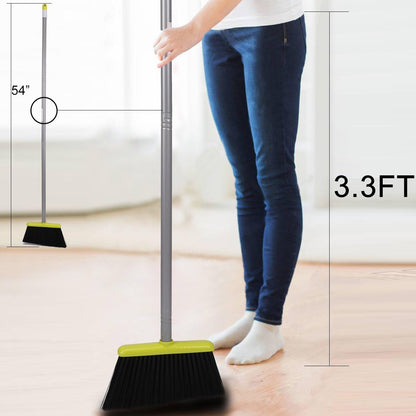 Broom and Dustpan Set,  Broom with Dust Pan with Long Handle Combo Set for Office and Home Standing Upright Sweep Use with Lobby Broom