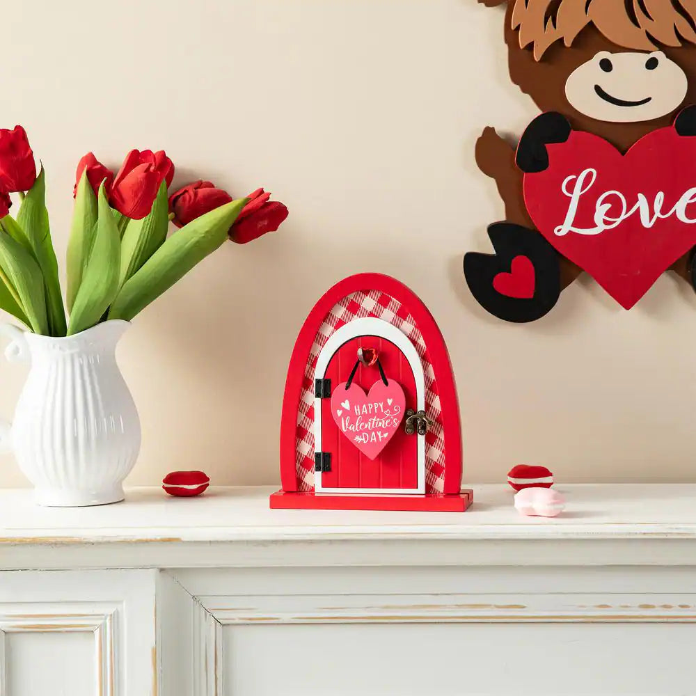 Valentine'S 8.5 In. H Wooden Door-Shaped Photo Frame Table Decor