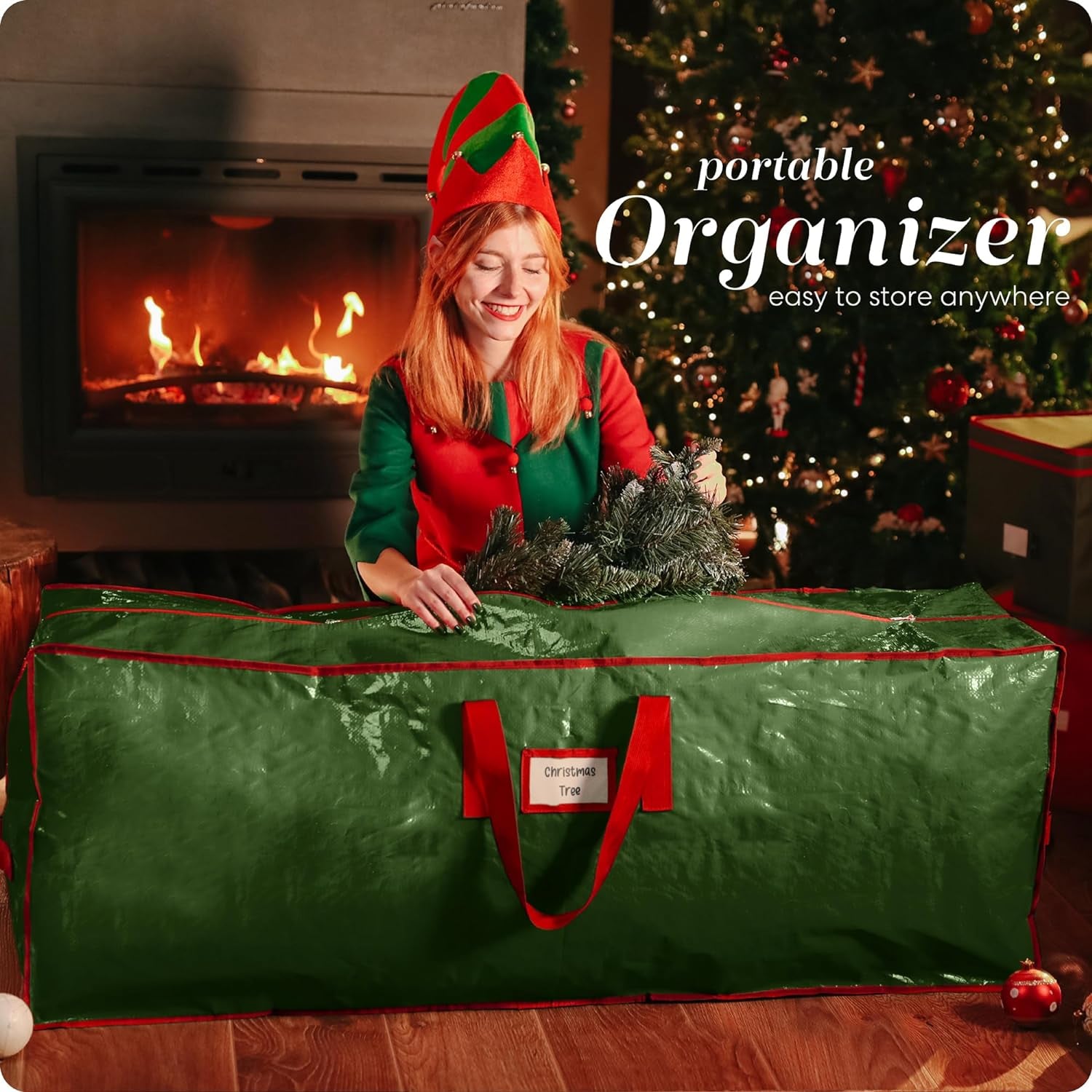 , Christmas Tree Storage Bag - Stores 9 Foot Artificial Xmas Holiday Tree, Durable Waterproof Material, Zippered Bag, Carry Handles. Protects against Dust, Insects and Moisture.