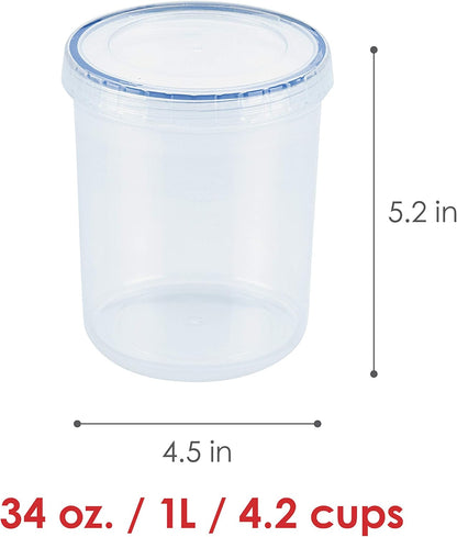 Easy Essentials Twist Food Storage Lids/Airtight Containers, BPA Free, Tall-30.4Oz Clear (Pack of 2)