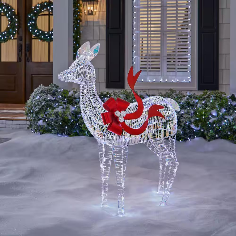 4 Ft. Iridescent Twist LED Iridescent Reindeer Holiday Yard Decoration Y30