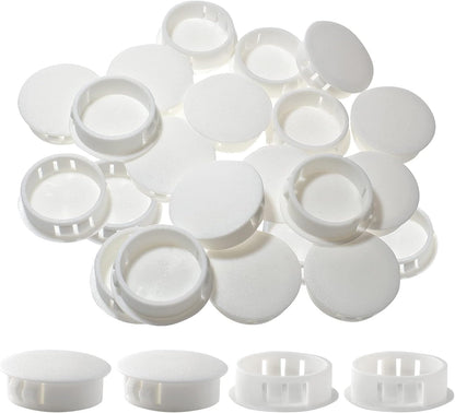 30Pcs 1-1/4 Inch (32Mm) White Hole Plugs, Plastic round Flush Type Panel Plugs Fastener Cover for Furniture Protectors