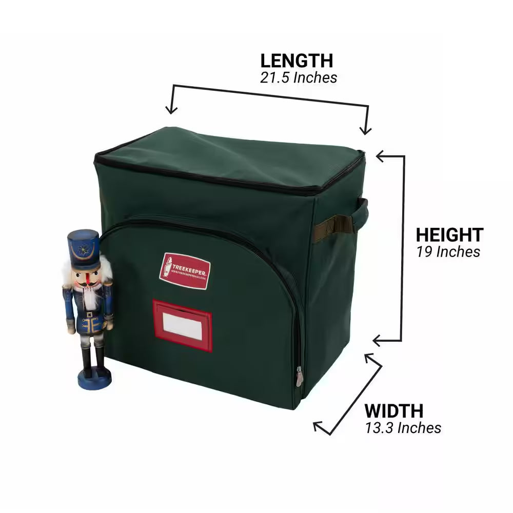 18 In. Green Polyester Collectible Nutcracker Storage Box (Holds 9 Figurines)