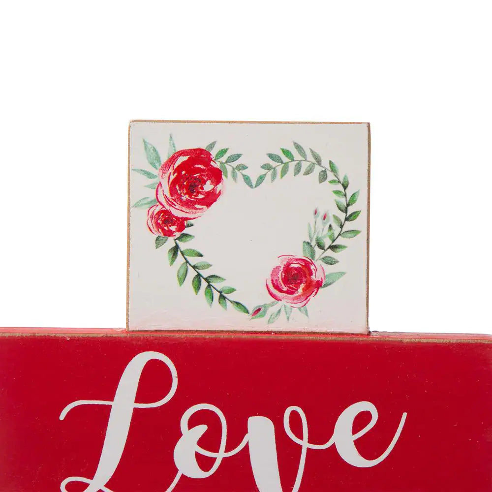 9.45 In. L X 7.6 In. H Wooden Valentines Block Table Decor