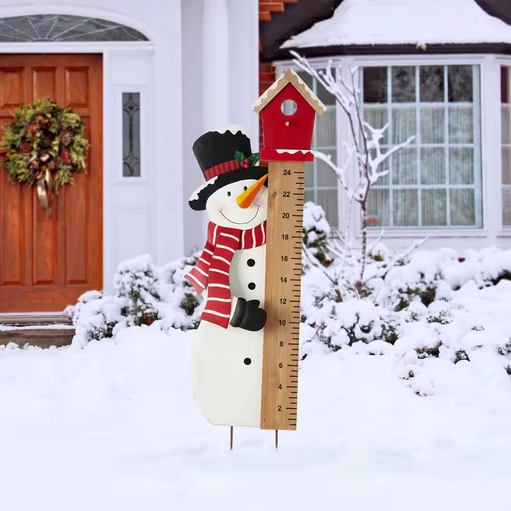 40 In. H Snowman Snow Gauge Yard Stake or Wall Decor (KD, 2 Function)