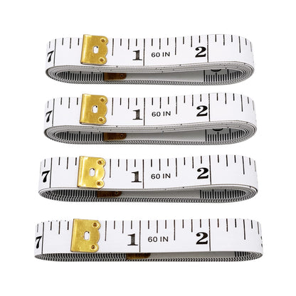 4 Pack Soft Tape Measure Double Scale 60-Inch/150Cm,Fabric Craft Tape Measure & Medical Body Measurement,Sewing Flexible Vinyl Ruler & Measuring Tape for Body Weight Loss（White）