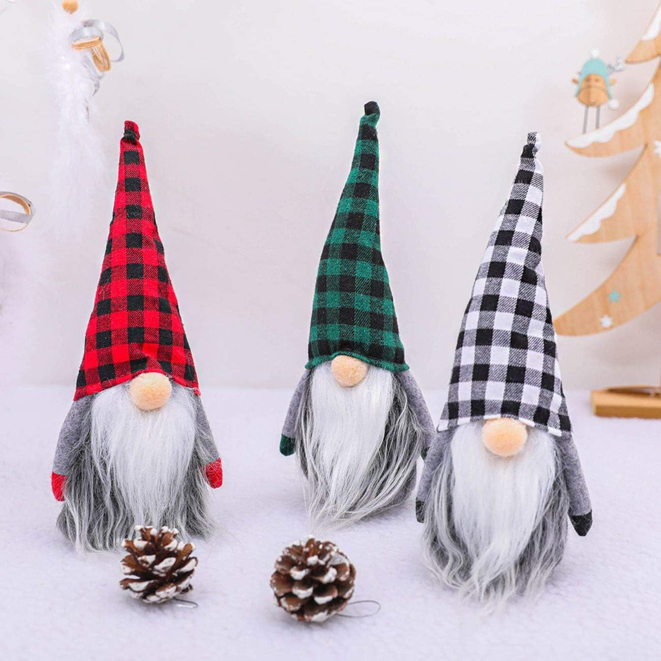 Gnomes Christmas Decorations 3PC Handmade Santa Scandinavian Tomte Plush Gnom, Home Tabletop Ornaments Christmas Gnome Decor for Adults.