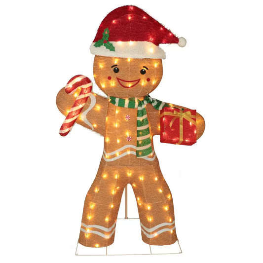 5 Ft. Gingerbread Man Outdoor Christmas Holiday Yard Decoration Warm White LED