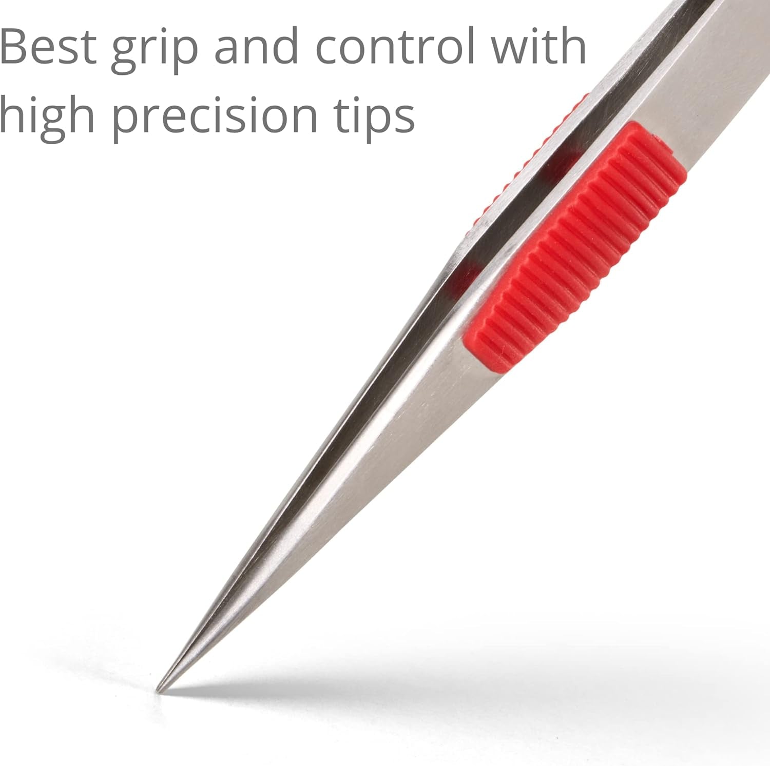 High Precision Heavy-Duty Tweezers with Cushion - 4.7" Craft Tweezers for Sewing, Beading & DIY Crafts - Non-Serrated, Fine Point Tips - Stainless Steel Needle Nose Hobby Tweezers