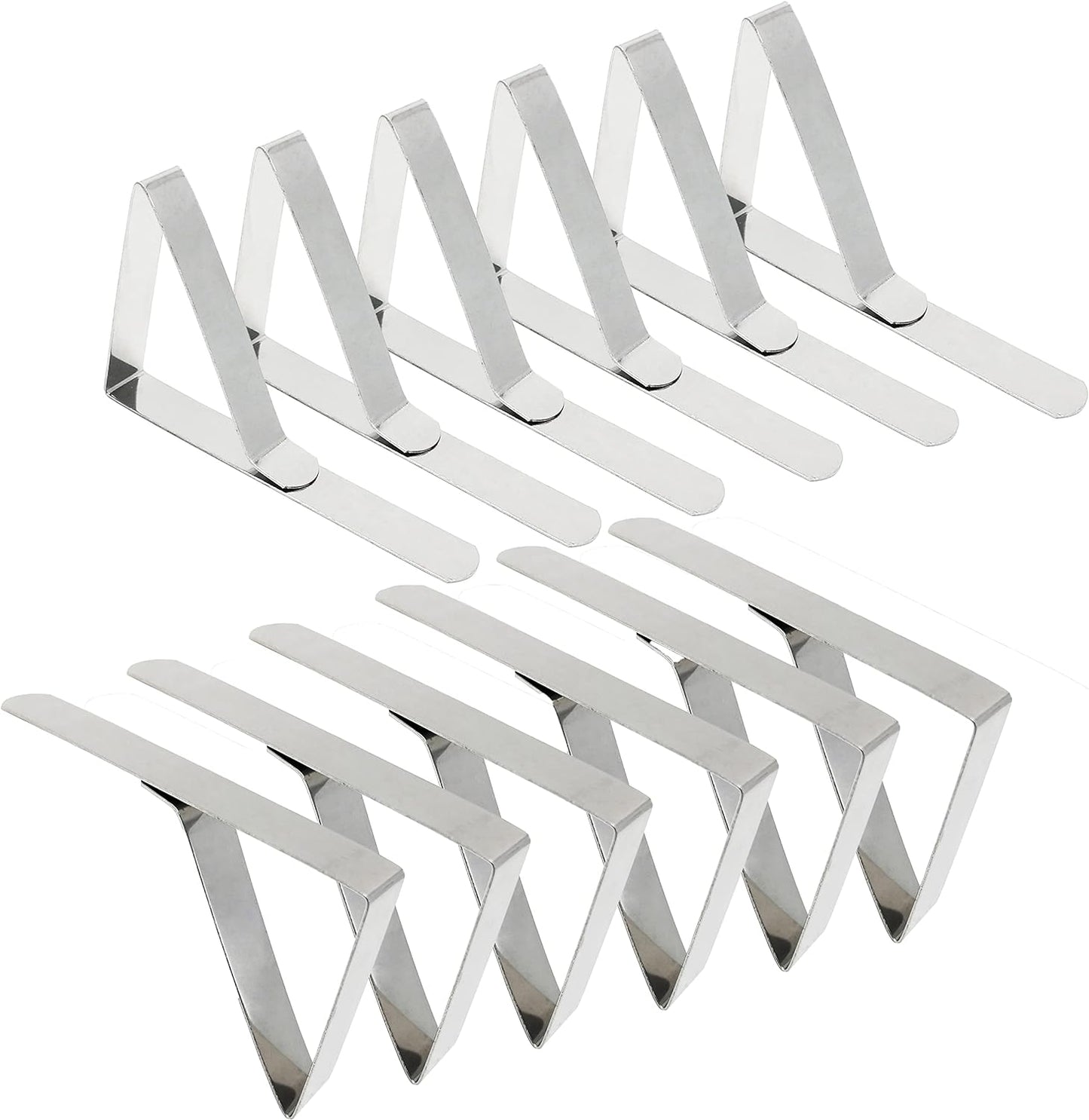 Stainless Steel Tablecloth Clips - Set of 12, Ideal for Outdoor Events, Picnics, Weddings, and Graduations (Accommodates Table Thickness Up to 1.5")