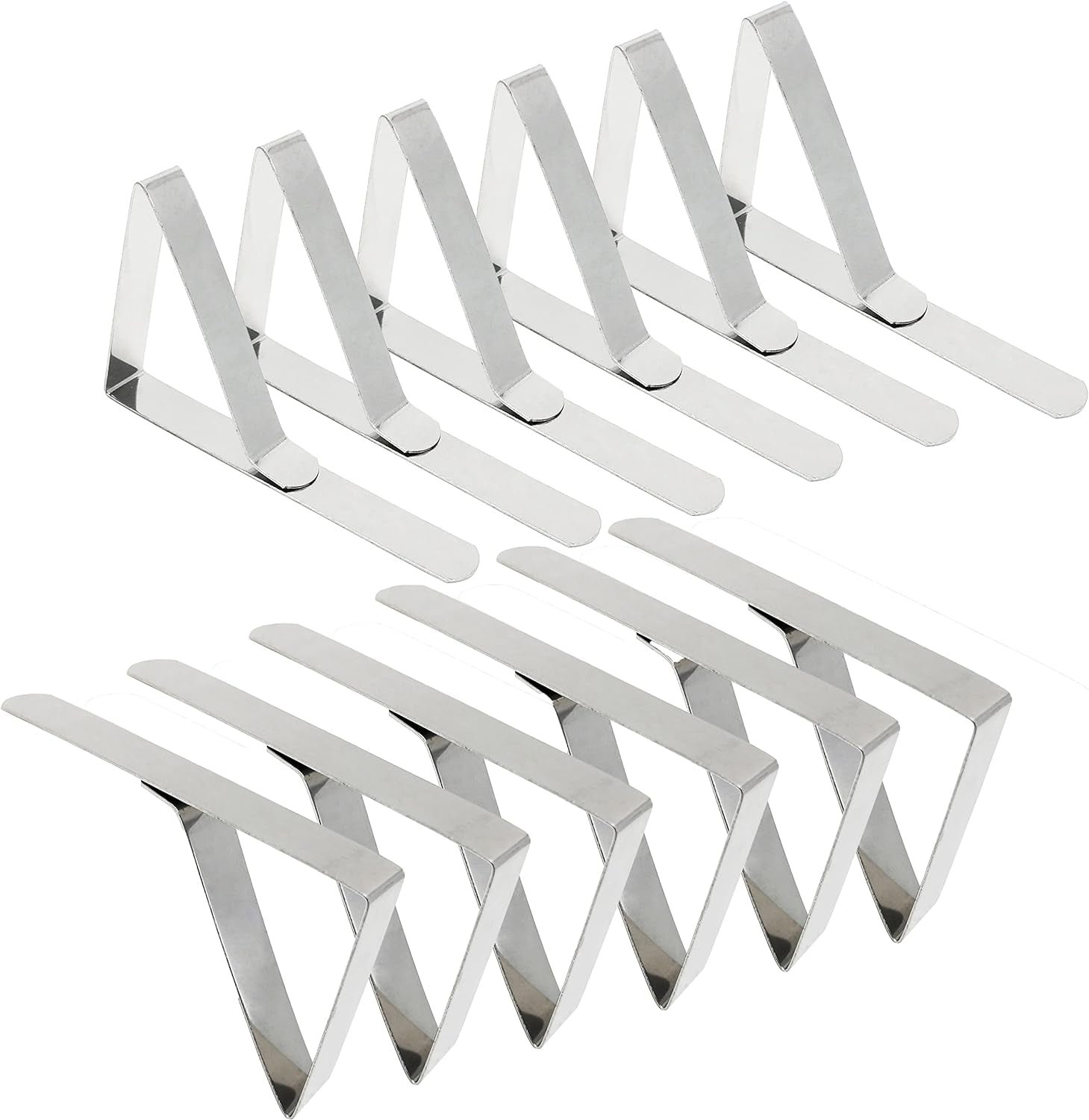 Stainless Steel Tablecloth Clips - Set of 12, Ideal for Outdoor Events, Picnics, Weddings, and Graduations (Accommodates Table Thickness Up to 1.5")