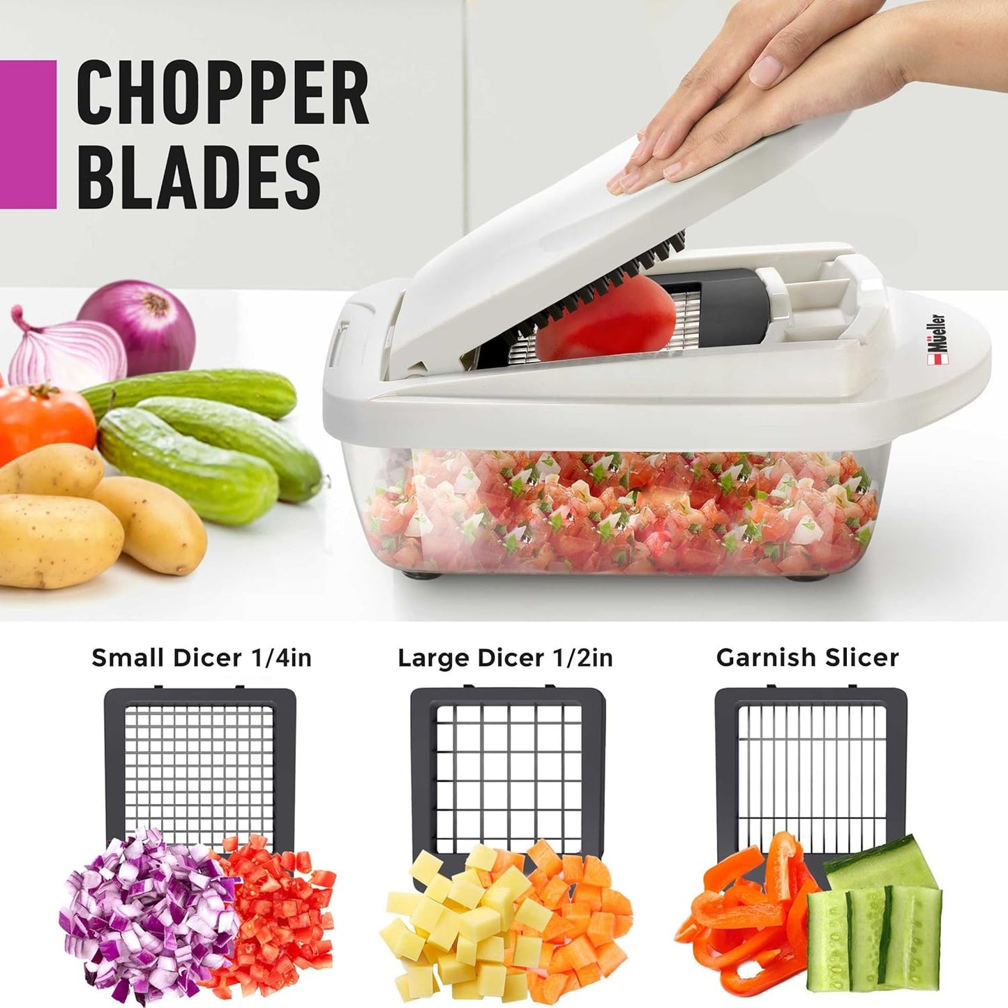 Pro-Series 10-In-1, 8 Blade Vegetable Chopper, Onion Mincer, Cutter, Dicer, Egg Slicer with Container, French Fry Cutter Potatoe Slicer, Home Essentials & Kitchen Gadgets, Salad Chopper