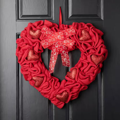 17.75 In. H Valentine Fabric Heart Wreath