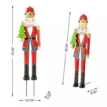 43.25 In. H Metal Nutcracker Christmas Yard Decor Yard Stake or Standing Decor or Hanging Decor (KD, Three Function)